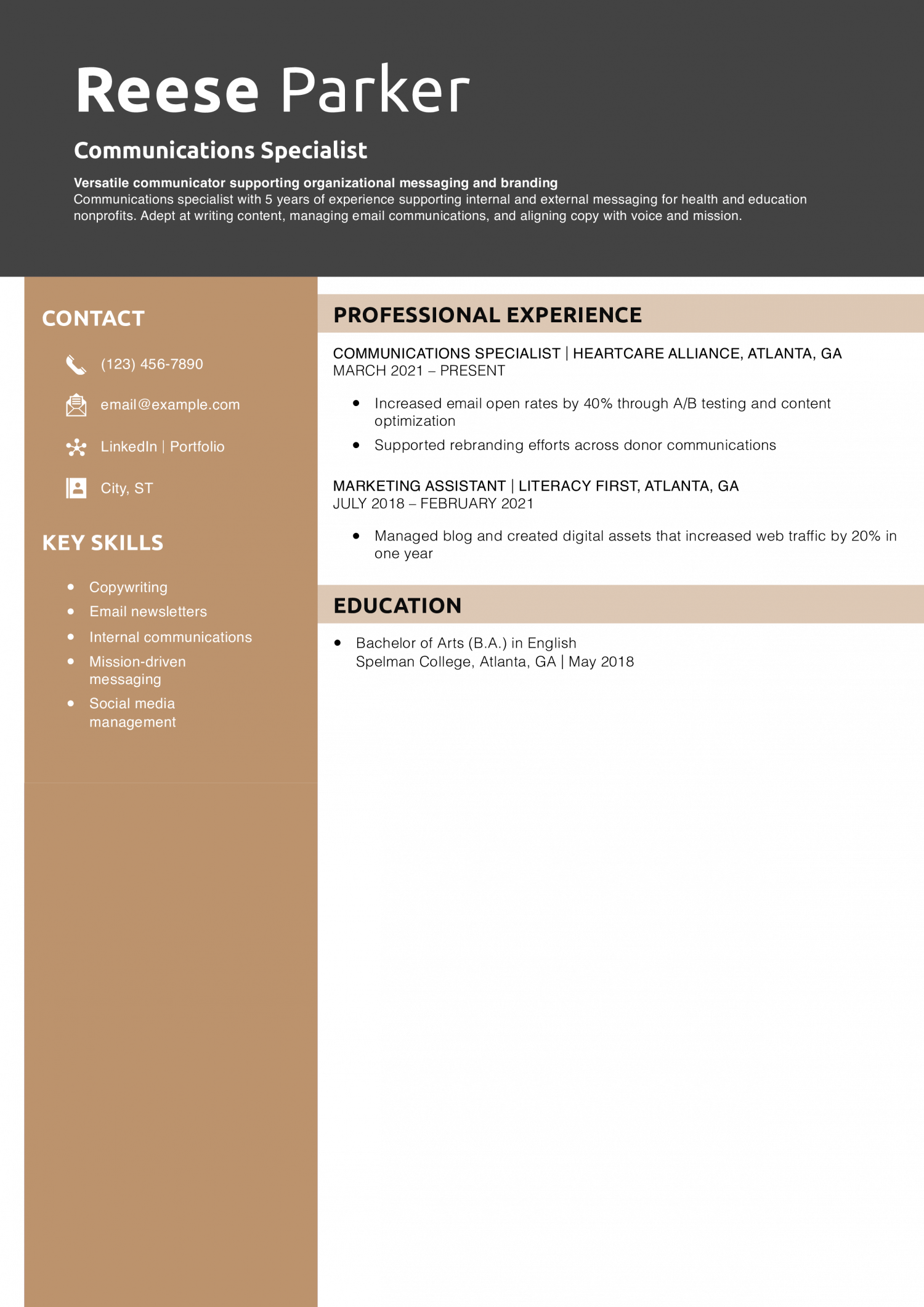 Communications Specialist Resume