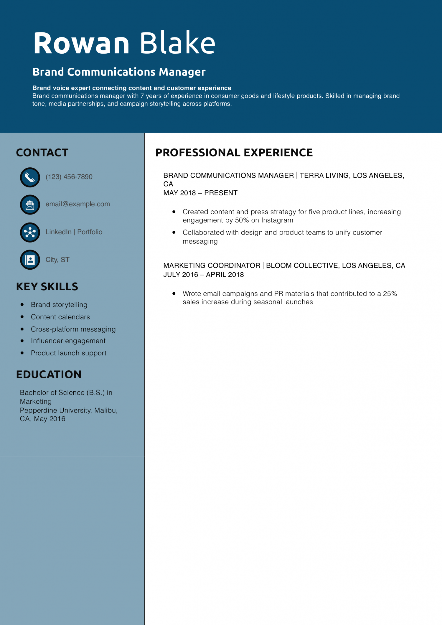 Brand Communications Manager Resume