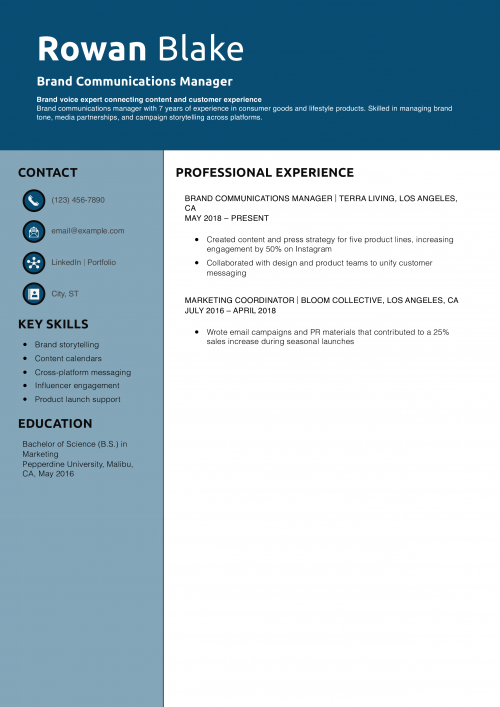 Brand Communications Manager Resume