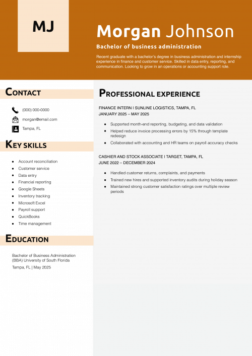 Bachelor of business administration resume 