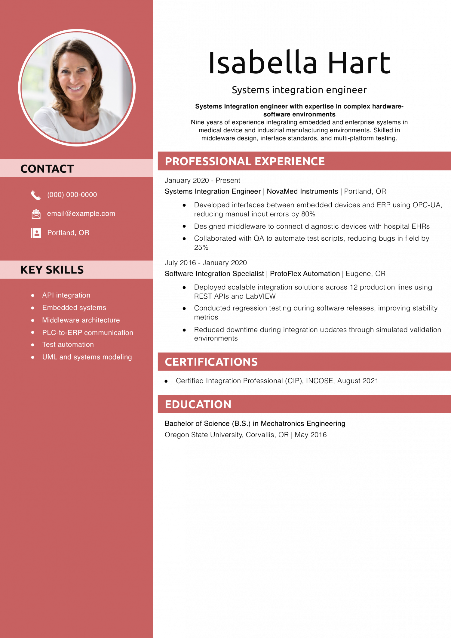 Systems integration engineer resume 