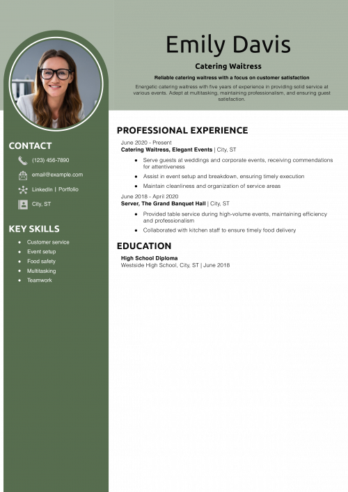 Catering Waitress Resume Example