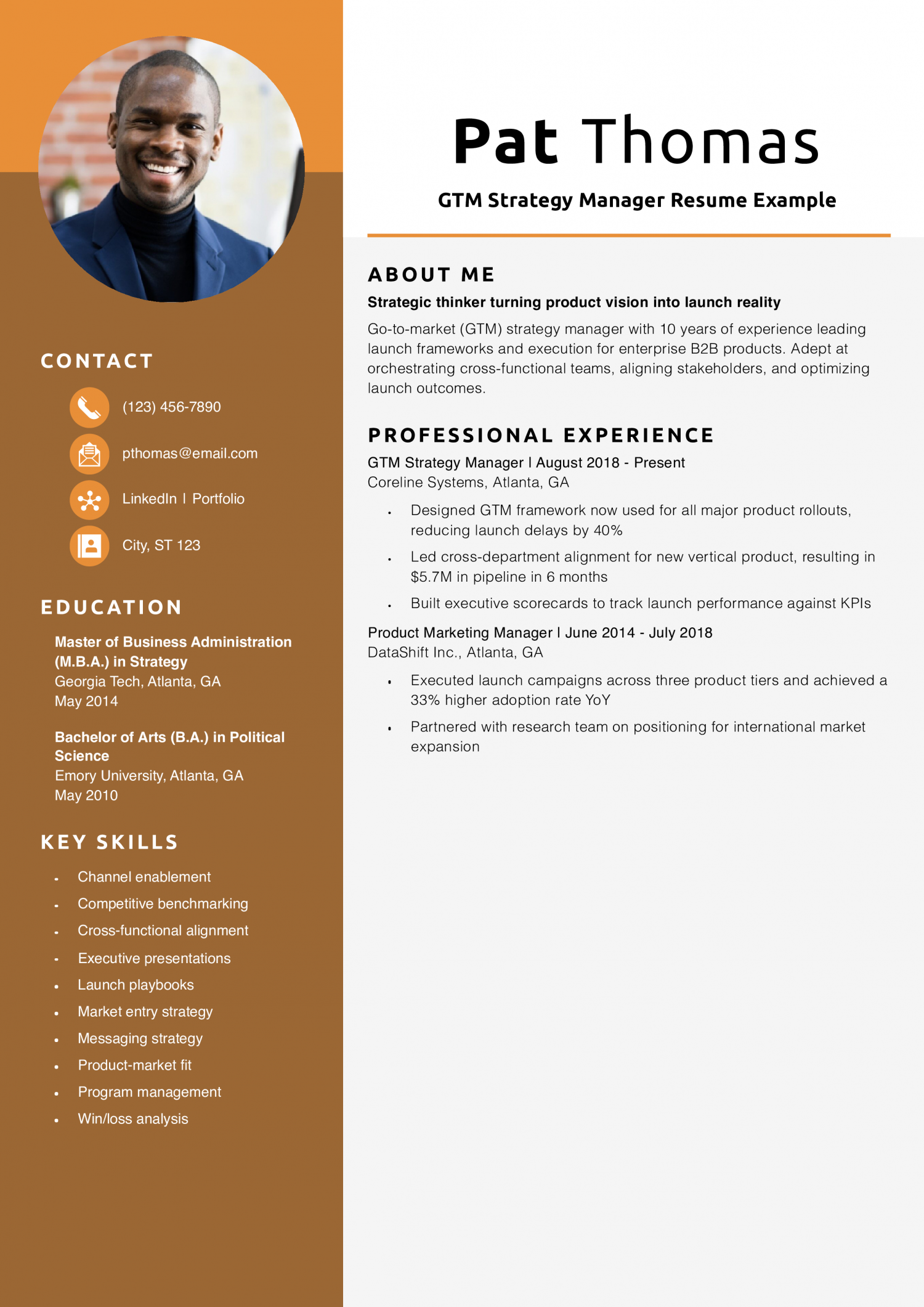 GTM Strategy Manager Resume Example