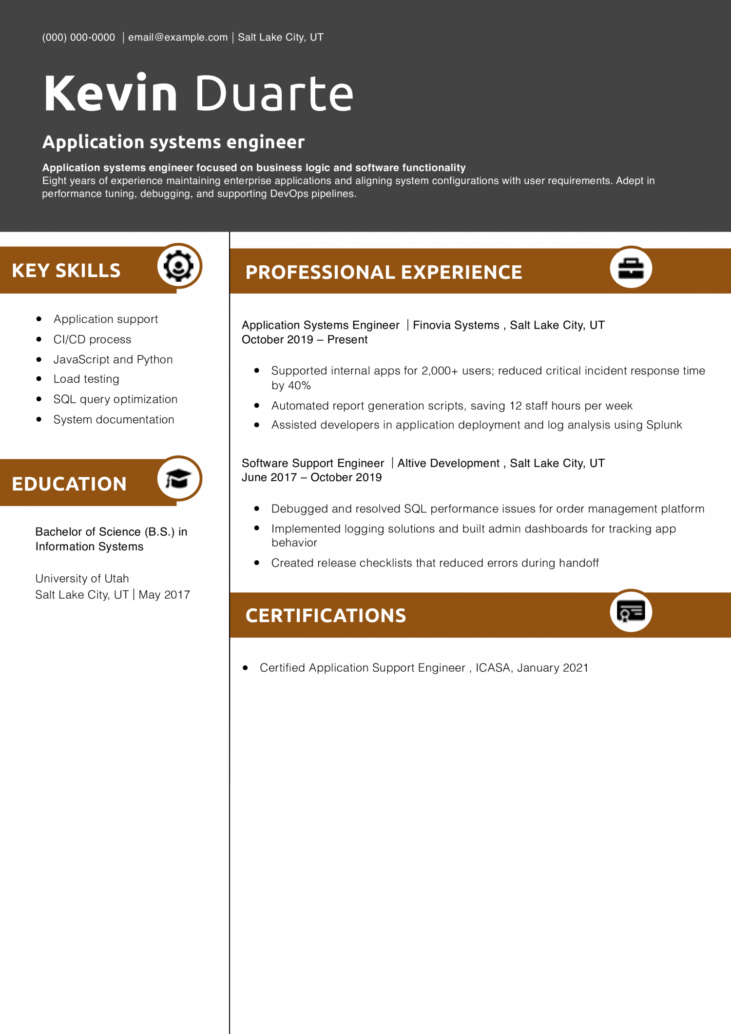 Application systems engineer resume 