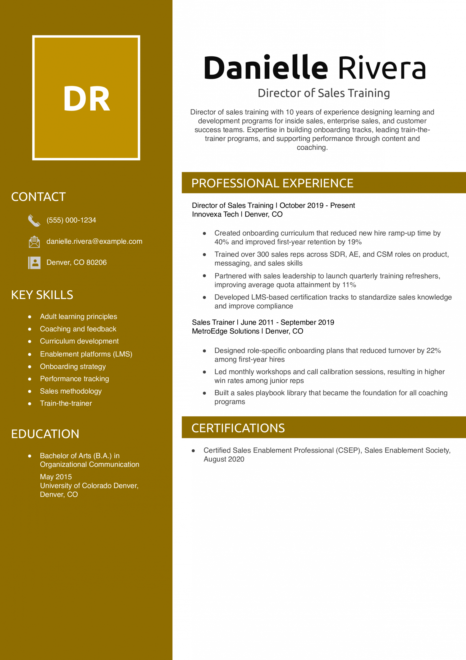 Director of Sales Training 