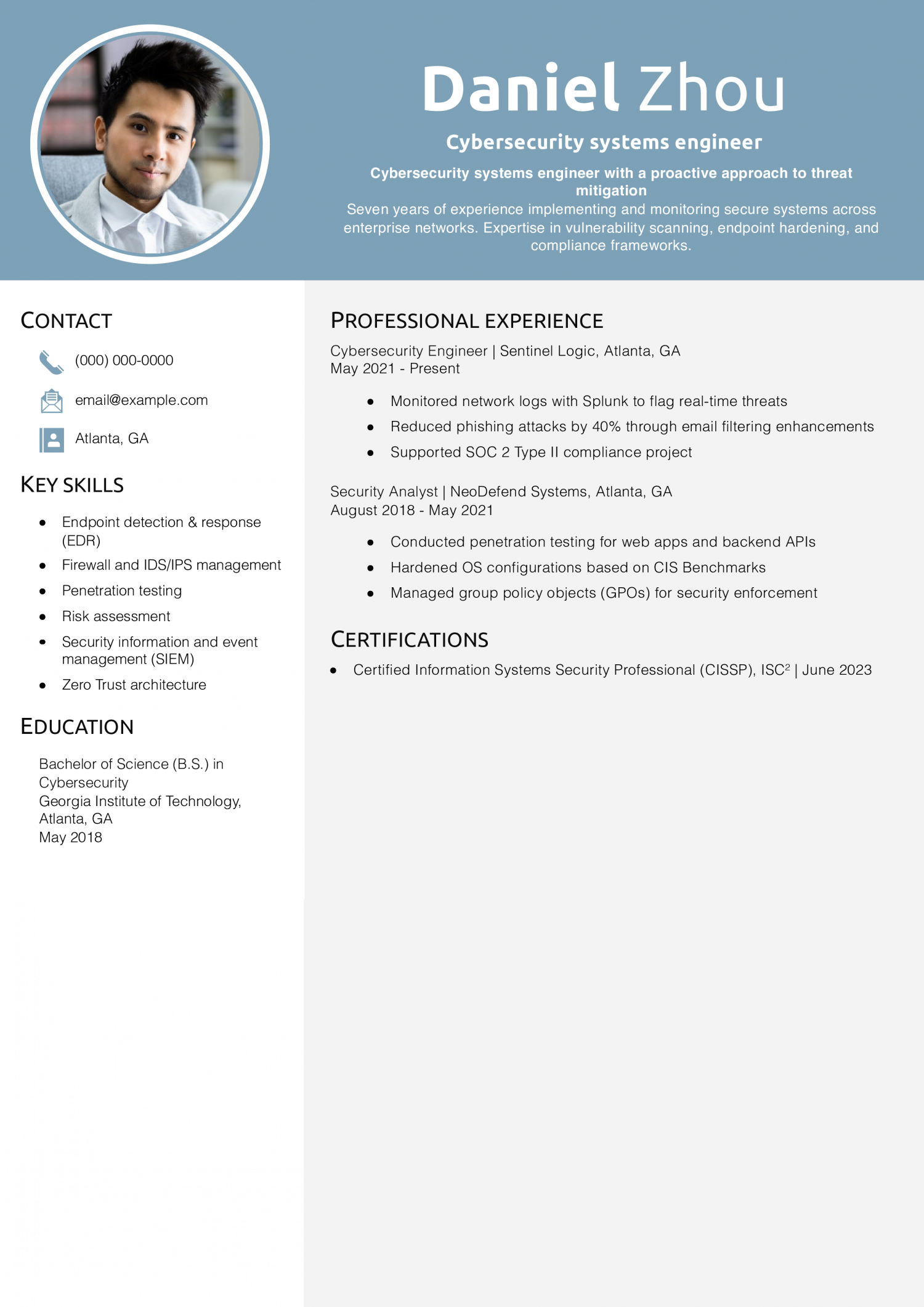 Cybersecurity systems engineer resume 