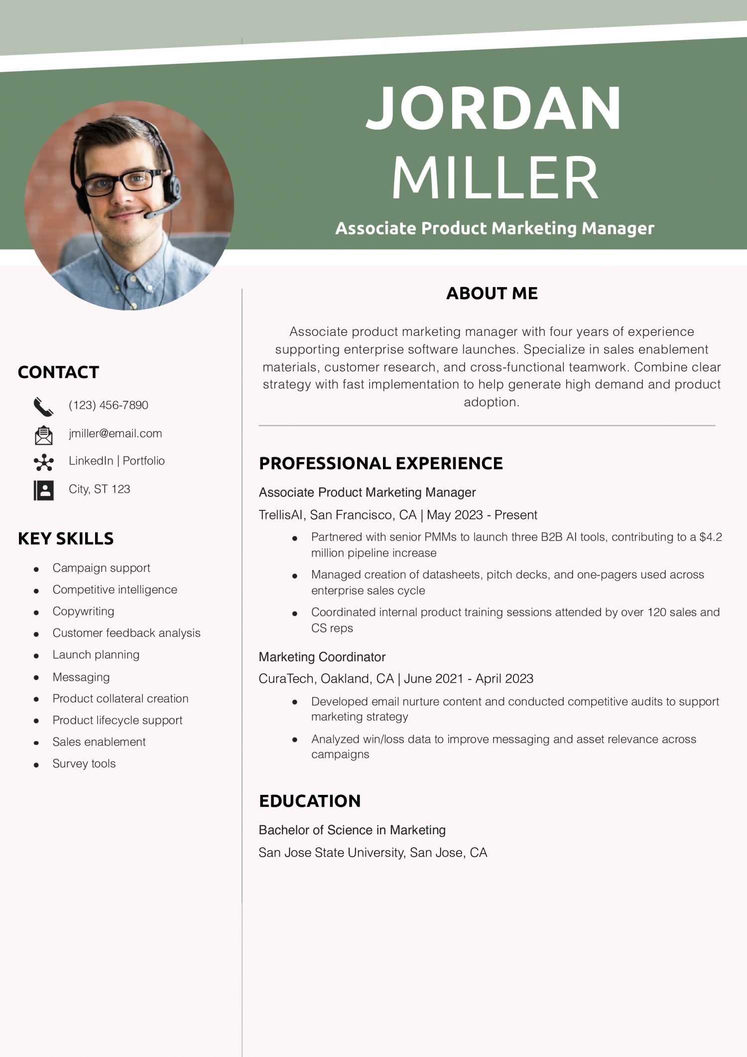 Associate Product Marketing Manager Resume Example