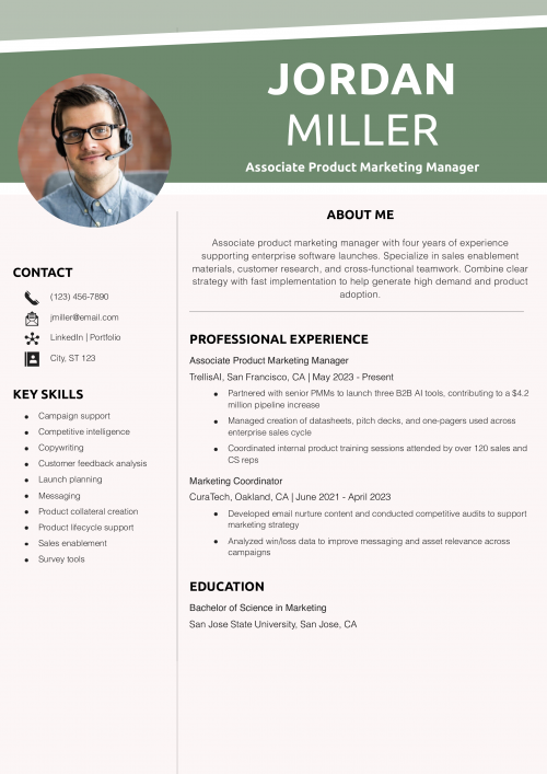Associate Product Marketing Manager Resume Example