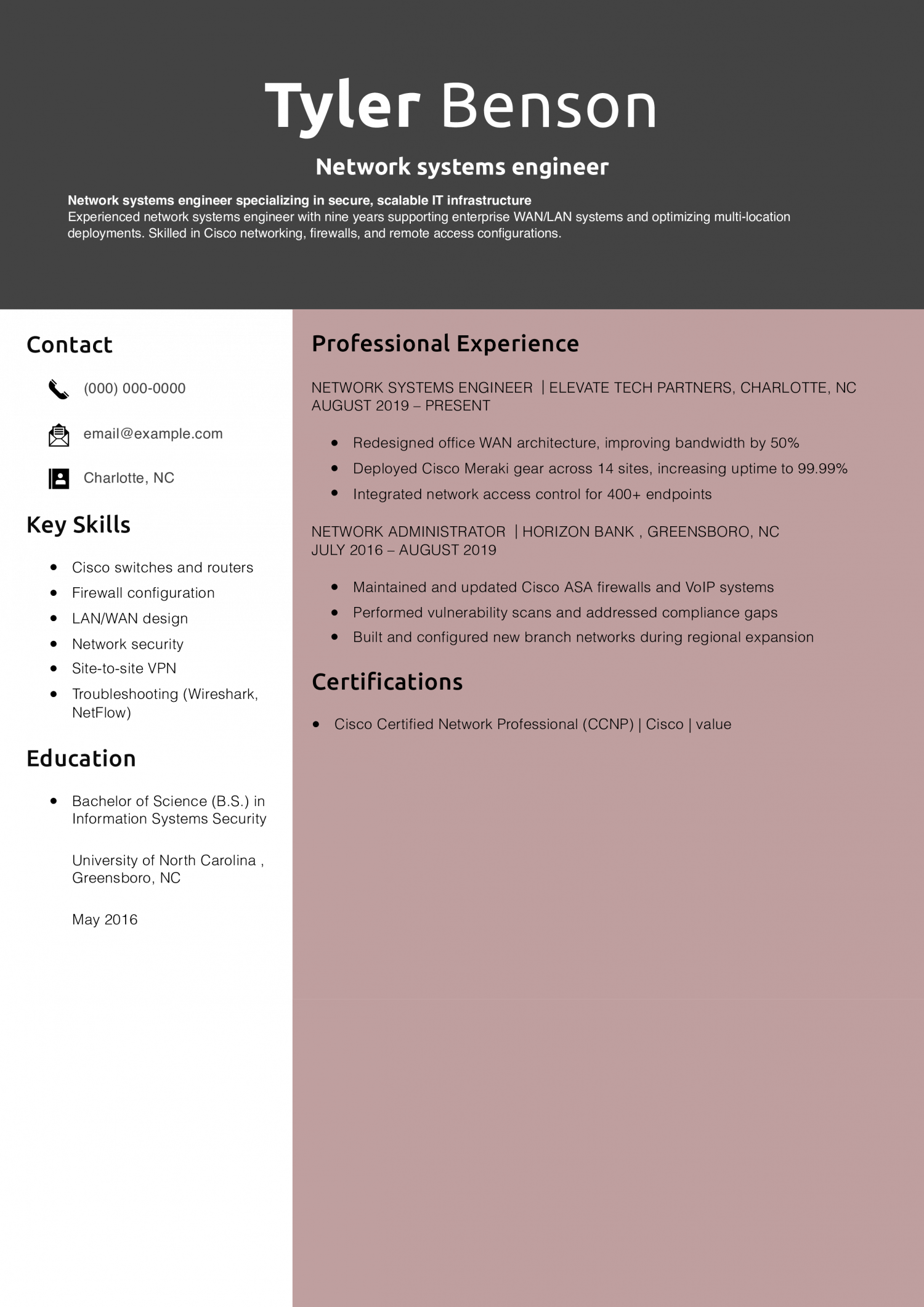 Network systems engineer resume 