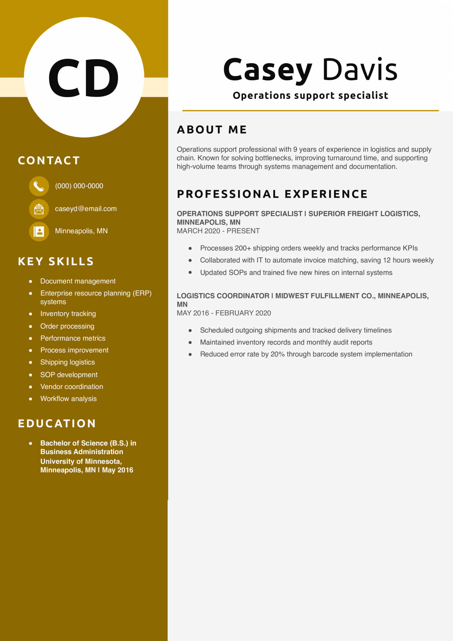 Operations support specialist 