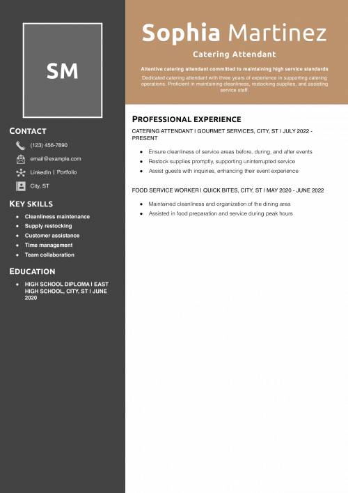 Catering Attendant Resume Example