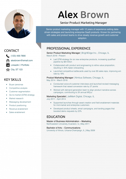  Senior Product Marketing Manager Resume Example 
