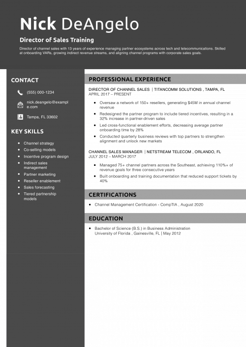  Director of Channel Sales 