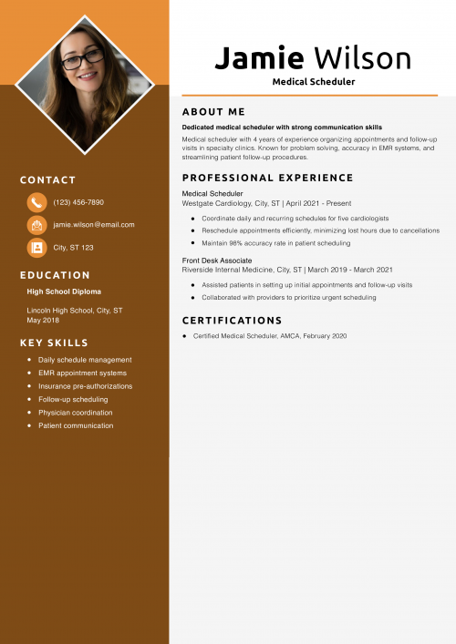 Medical Scheduler Resume Example