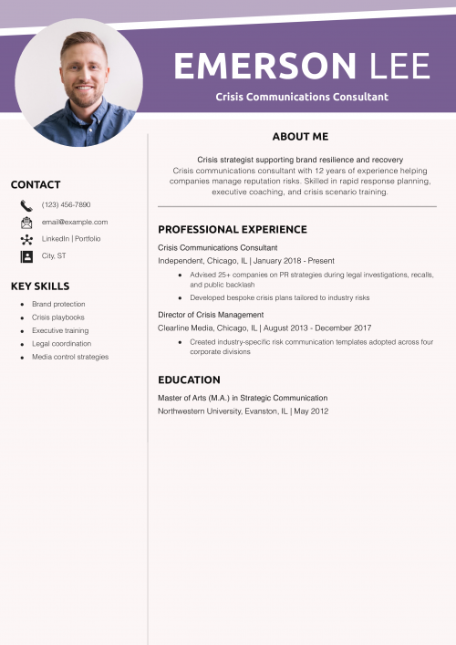 Crisis Communications Consultant Resume