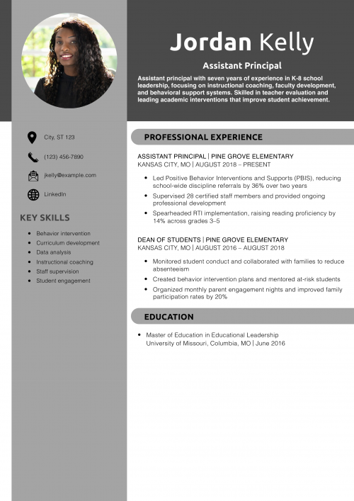 Assistant Principal Resume Example