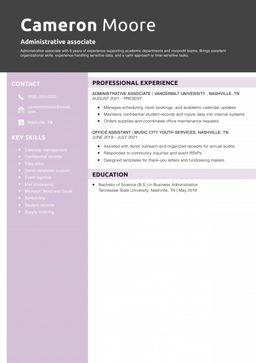 Administrative associate resume